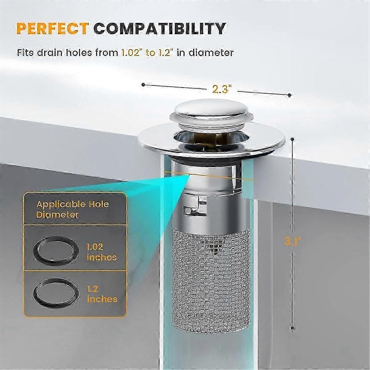 Universal Brass Core Sink Drain Stopper for Bathroom Basins