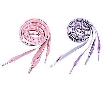 Wide Shoelaces Flat Shoe Strings for Shoe Use 6Pairs Purple Pink