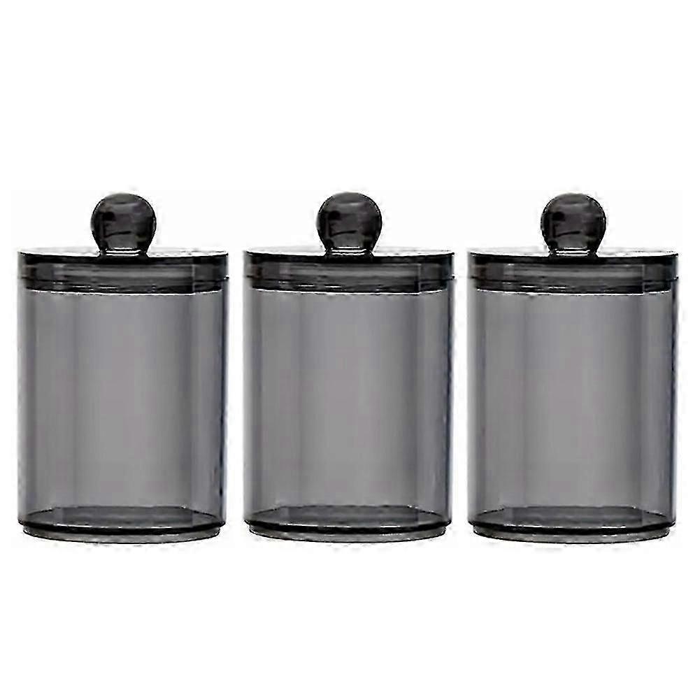 3 Black Qtip Dispenser Jars Compact Set