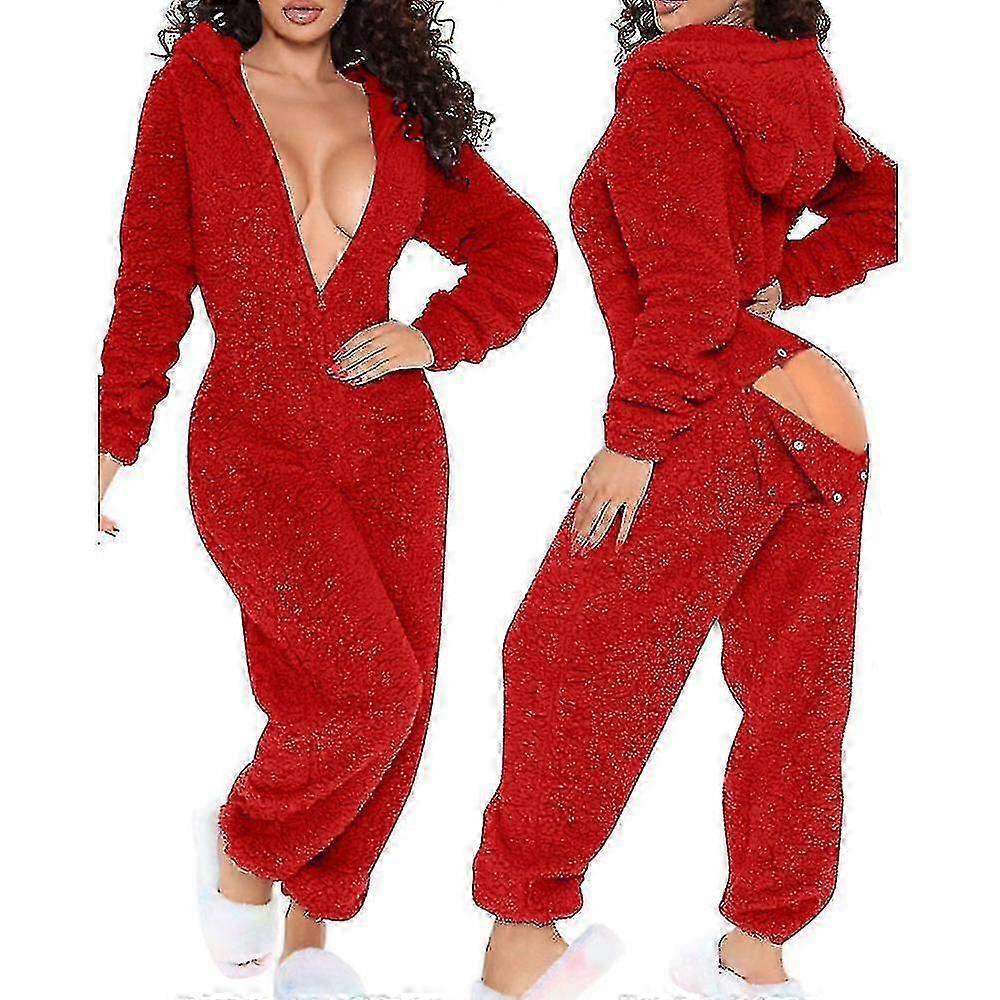 Spring Creative Pajamas Long Warm Fleece Jumpsuit
