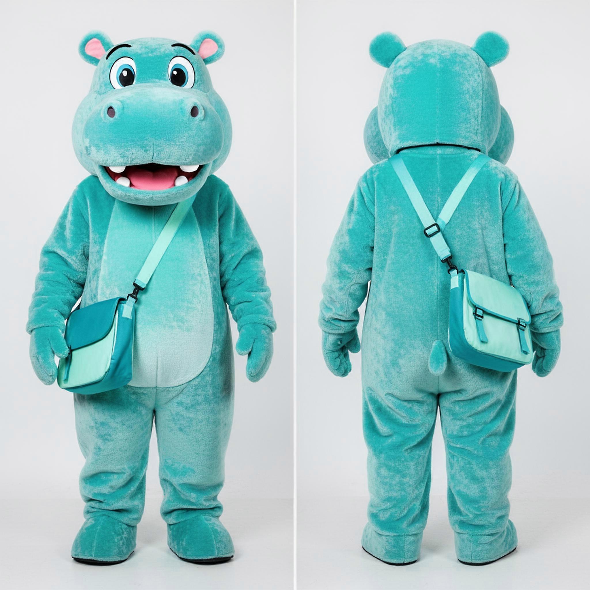 MASTICOT Turquoise Smiling Hippopotamus Mascot