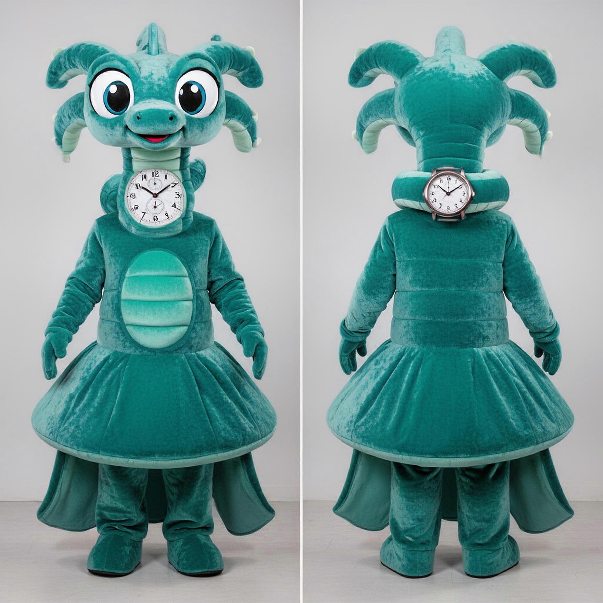 MASTICOT Teal Coiled Neck Hydra Mascot