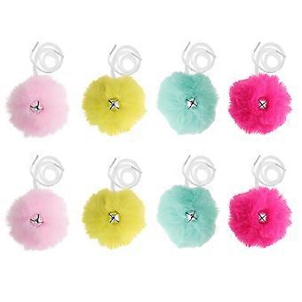 Tie-on Roller Skates Pom Poms with Jingle Bell Decorative Shoelaces 4Pairs