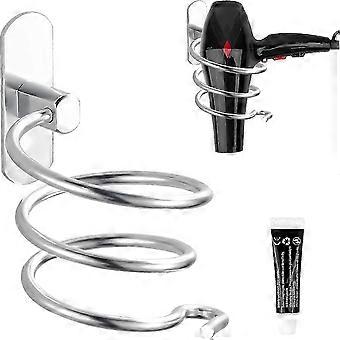 Hair dryer holder, hair dryer bracket, wall mountable without drilling, self-adhesive, aluminum, with cable holder, hair dryer holder for bathroo