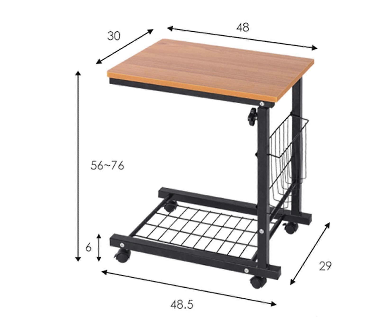 Height Adjustable Overbed Table with Wheels, C Shaped Side Table for Sofa and Bed, Smooth Rolling Design