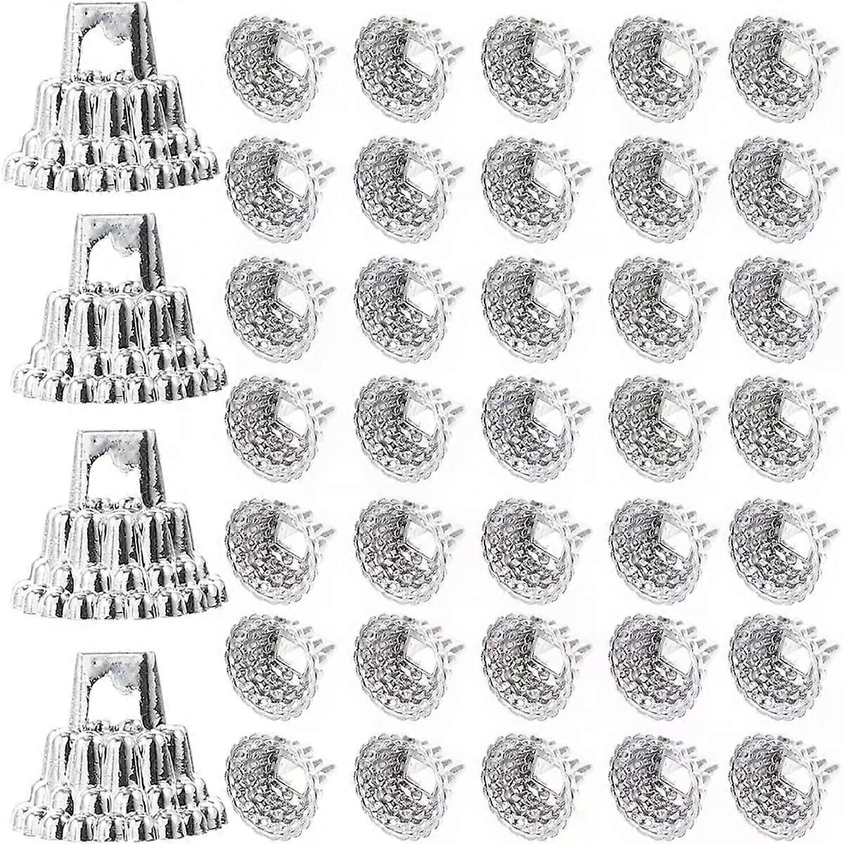 100pcs Christmas Ball Ornament Caps Replacement Silver Plastic