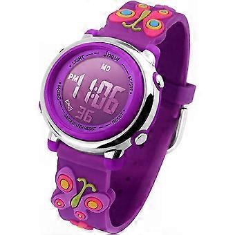 Gift for Kids Ages 5-12, Digital Wrist Watch for Boys & Girls, Waterproof Sport Watch with 3D Cartoon Design & 7 Color Lights (Black)
