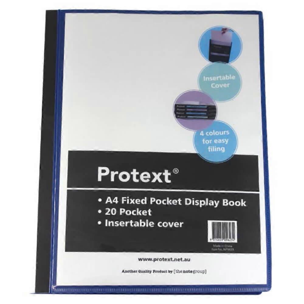 20 POCKET High Quality Protext Display Book A4 with Insertable Front Cover Black