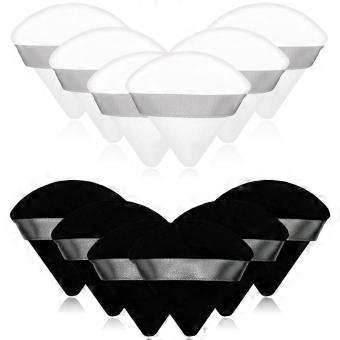 12 Pieces Cosmetic Powder Puff,2.76 inch Portable Soft Sponge Setting Face Puffs,Triangle Velvet with Ribbon Band Handle for Loose Powder Body Powder 