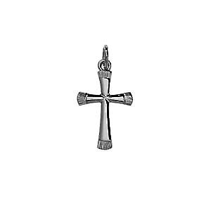Silver 19x13mm plain embossed fancy shape Cross