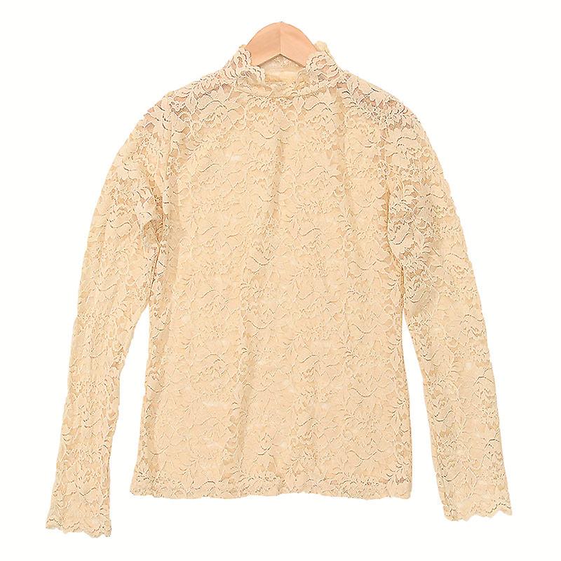 Camicia da donna con collo finto staccabile a collo alto in stile occidentale Camicia in pizzo a maniche lunghe in pizzo interno sottile