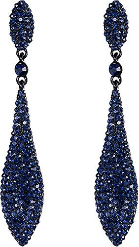 Women's Austrian Crystal Double Waterdrop Pierced Dangle Earrings