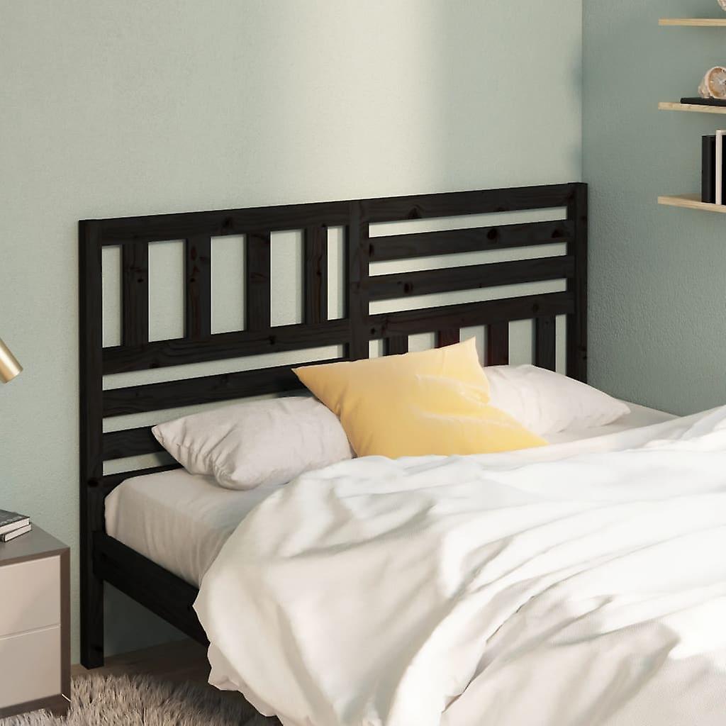 Headboard Black 146x4x100 cm Solid Pine Wood