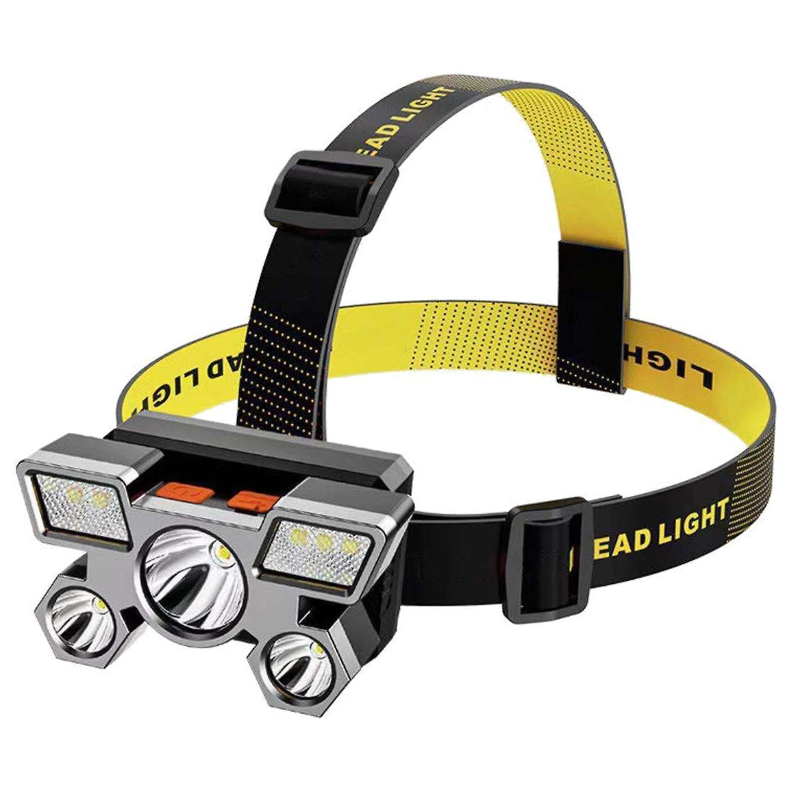 Headlamp USB Rechargeable Head LED Lamp Ultra Bright Head Flashlight 5 LED 4 Modes Waterproof