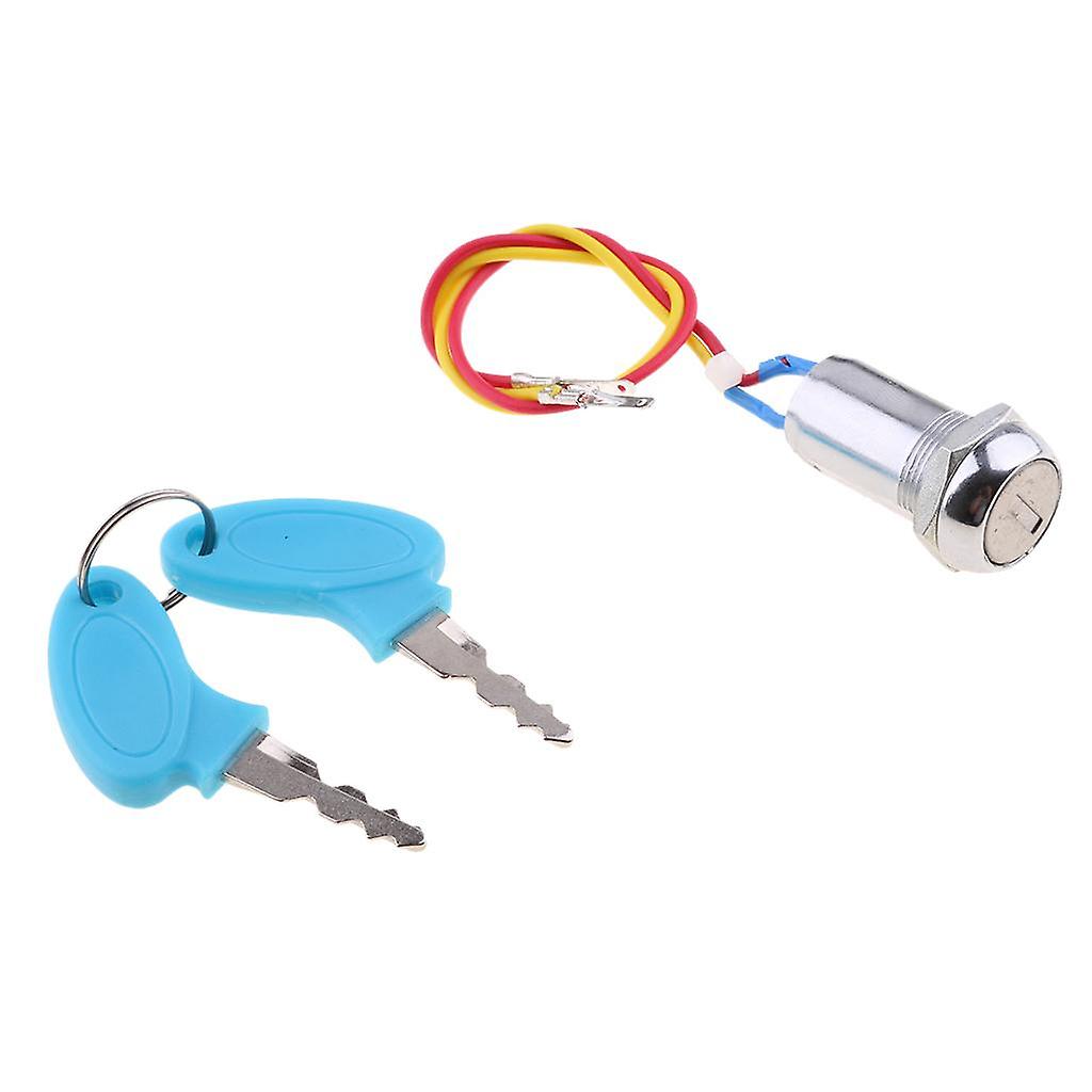 2 Wire Ignition Switch Keys Lock for Electric Motorcycle Scooter ATV Blue