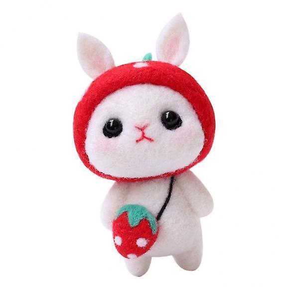 2xDIY Lovely Rabbit Animal Needle Felting Craft Kit with Basic Tools Red