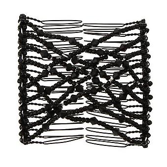 4xMagic Double Hair Comb Beads Hair Clips Stretchy Hair Accessories Black