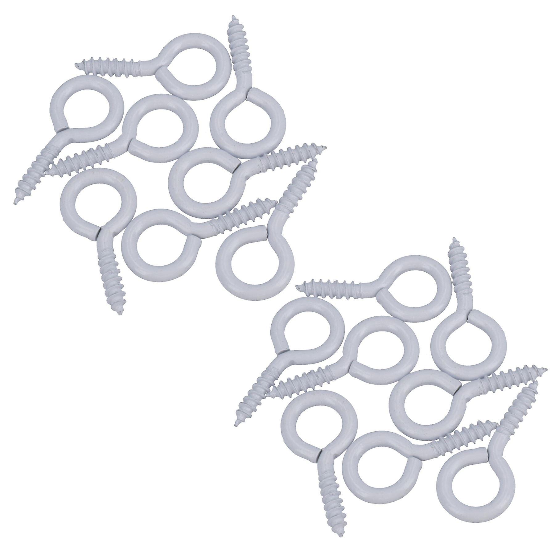 Screw Eye Hooks Fasteners Picture Curtain Hanger 12mm Hook 40mm Length 16pc