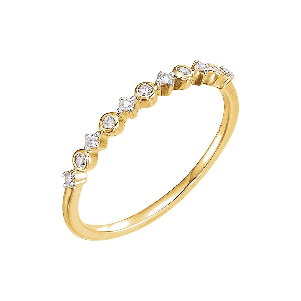 14k Yellow Gold Size 7 Polished 0.1 Dwt Diamond Ring-Ring for Women