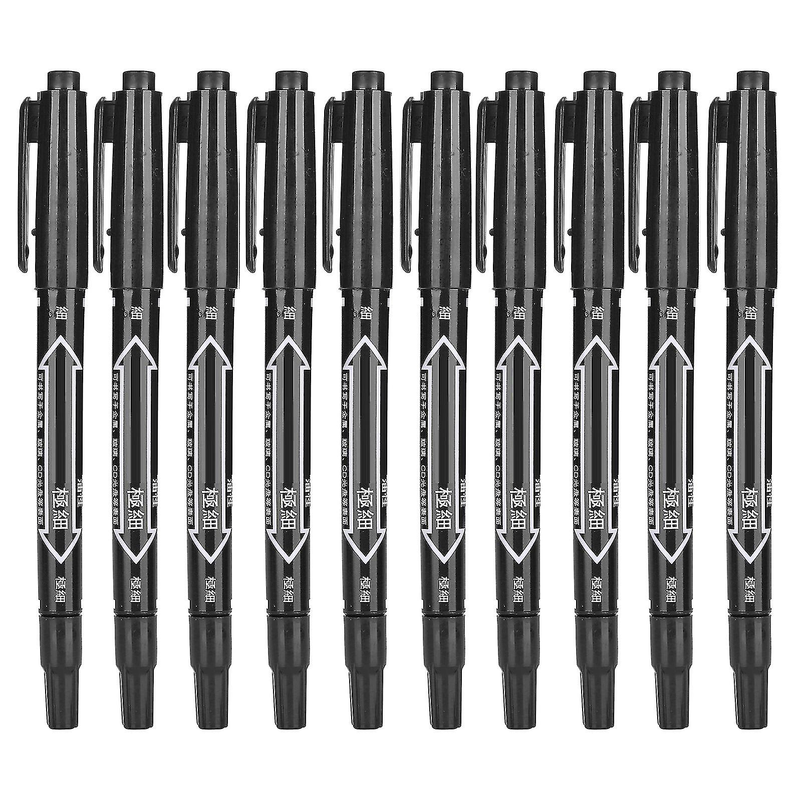 10pcs QuickDrying Marker Pen DoubleEnd Art Drawing Writing Colored Marker Set(Black )