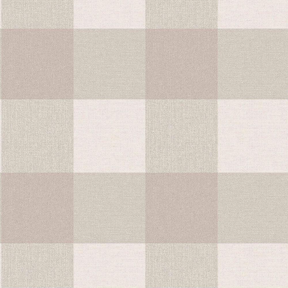 Fine Decor Glamorous Check Natural Wallpaper