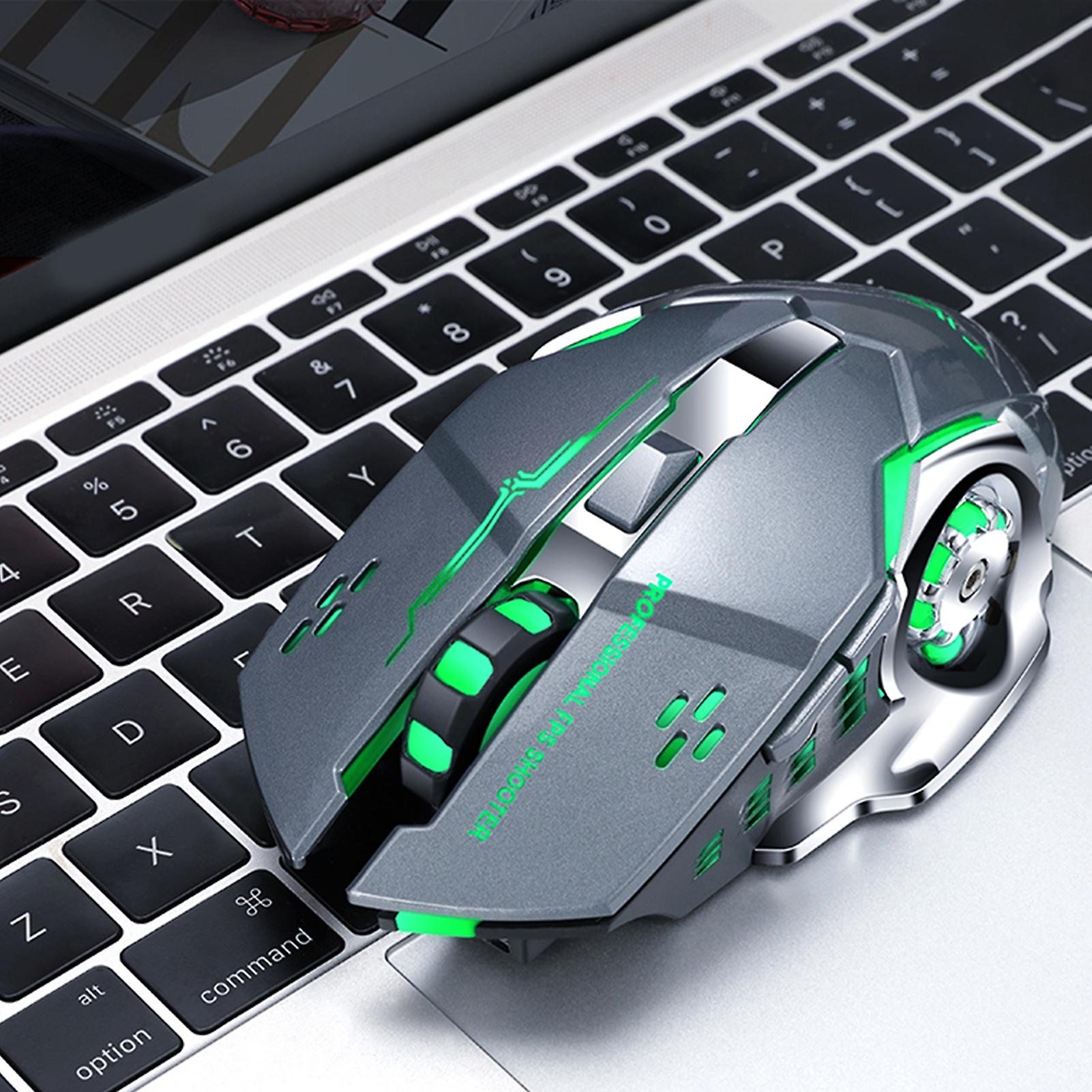 Q13 Wireless Mouse Mute Ergonomic Design Rechargeable 2.4GHz 2400DPI 6 Button Colorful Breathing Light Mouse for Gaming