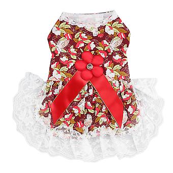 Haustierkleid modisch niedlich süß Blumendruck Hund Prinzessin Kleid für Party Hochzeit Urlaub Weihnachten XL