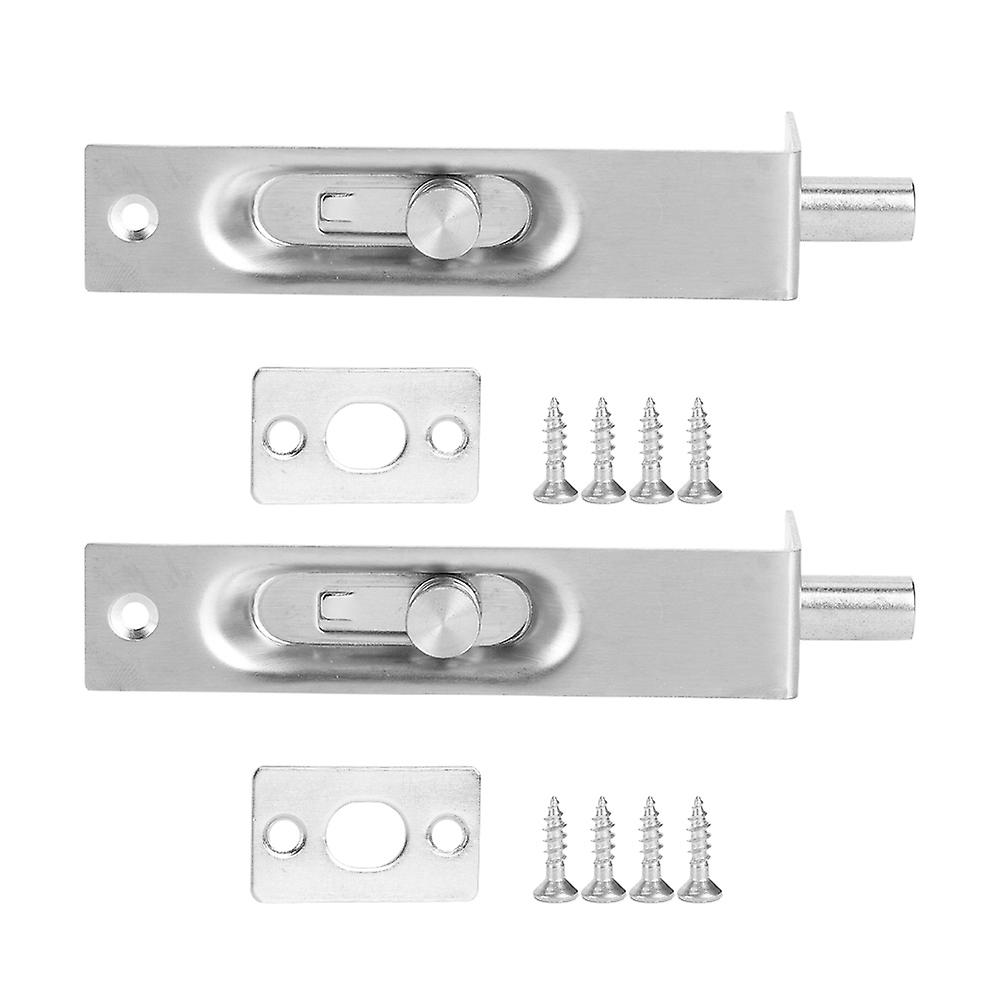 2Pcs Stainless Steel Anti Thief Safety Guard Door Window Bolt Latch Hardware Fittings(4in )