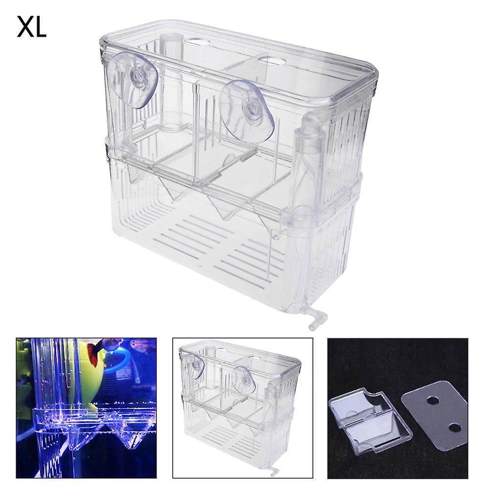 XL Fish Breeding Isolation Box Double-Layer Floating Incubator Transparent Plastic Aquarium Hatchery Large Capacity Easy to Install for Aquarium
