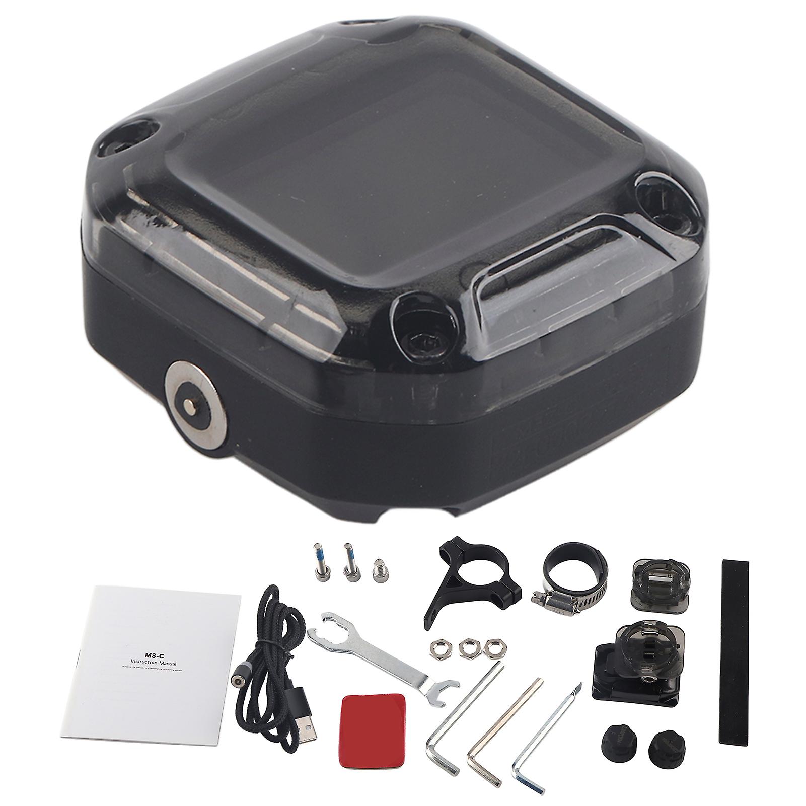 Motorcycle Bicycle Wireless TPMS Tyre Pressure Monitoring System Dual Sensors Digital Display Rechargeable With Batteries Durable Easy Installation Co