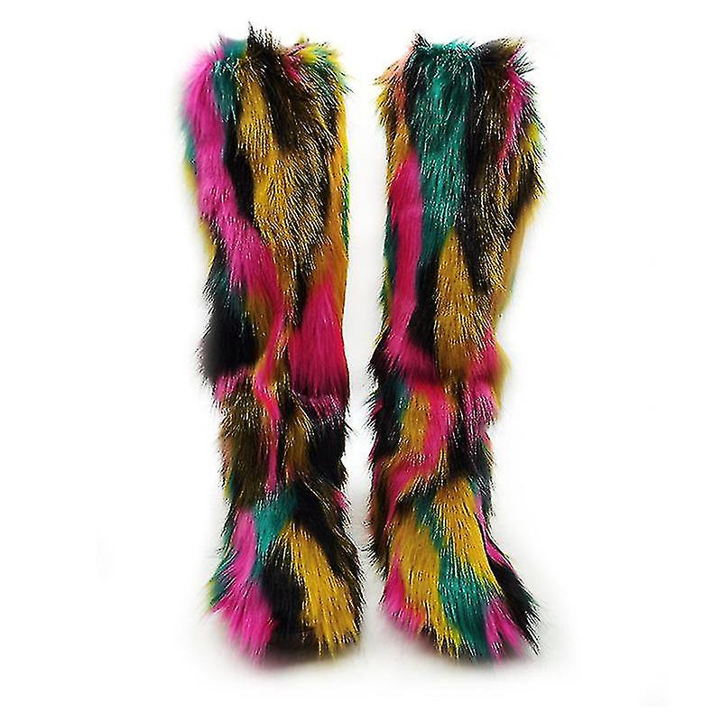 בגדי ריקוד נשים Faux פרווה מגף פרוותי רך מגף שלג קצר מגף אמצע עגל מגפיים חמים נוחים בחוץ נעליים שטוחות