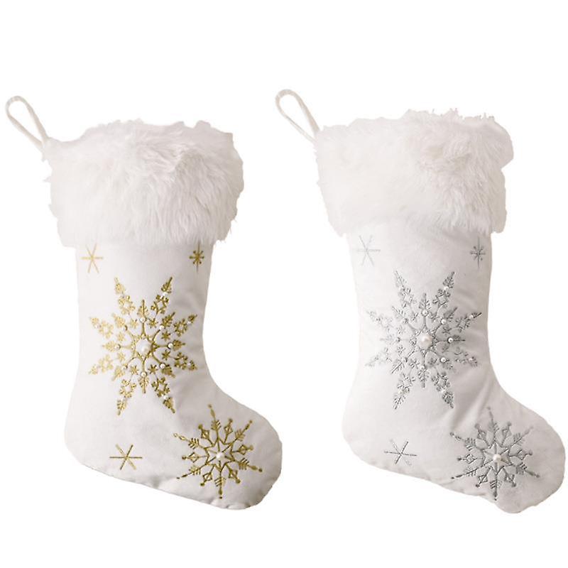 Christmas Gift Xmas Flannel Pearl Snowflake Stockings Plush Socks