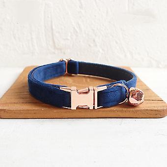 Veeki Small Cat Collor dubbellaagse zachte en comfortabele halsband voor huisdieren met bellenSafe en een verstelbare halsband voor katten en kleine honden - Dark DlueMaat: La