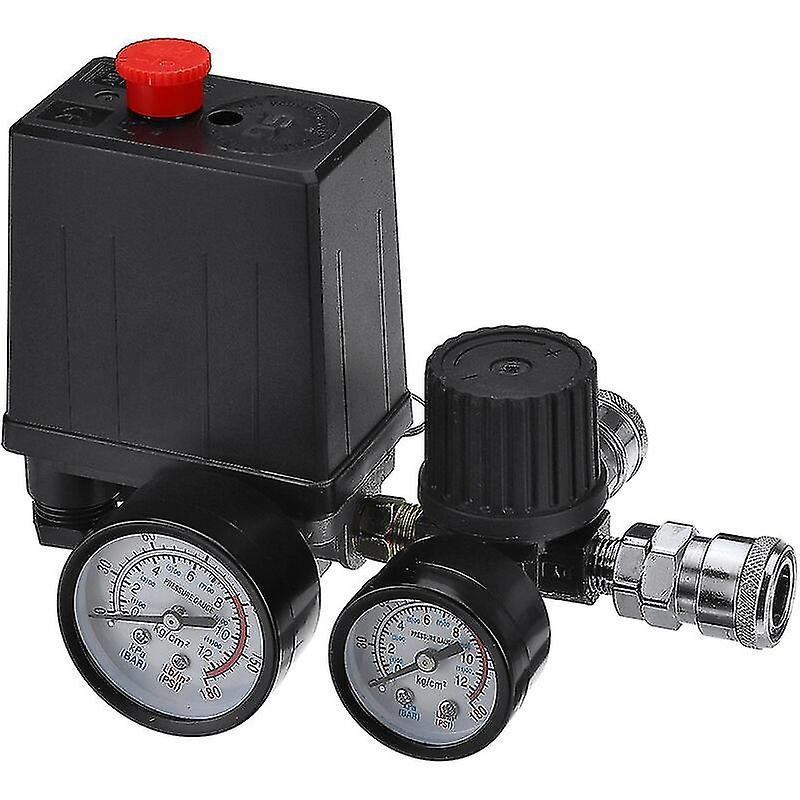 220V 0-180psi Air Compressor Pressure Switch Control Valve Regulator Gauges with Quick Connector (22