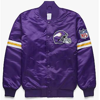 Nfl Minnesota Vikings Purple Satin Bomber Varsity Baseball...