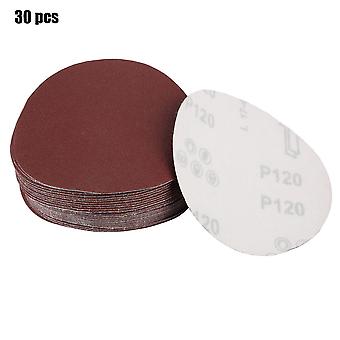 30PCS 5in Round Sandpaper Set, 80, 120, 150, 180, 240 Grit, Red 120# Sand Polishing Paper - High-Quality, Durable & Versatile for Wood, Metal & More