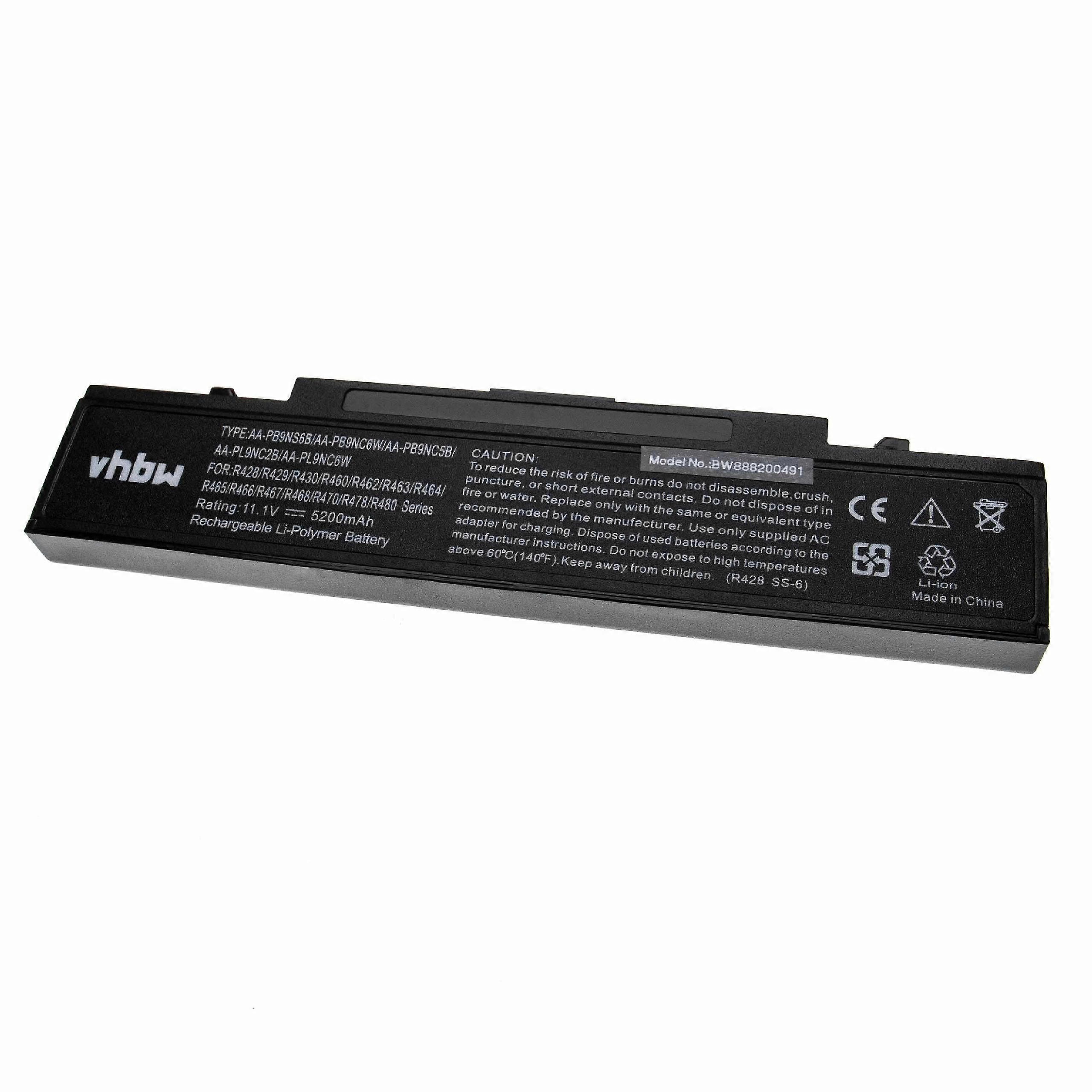 Bateria vhbw kompatybilna z notebookami Samsung R710 AS0D, R710 AS0A, R710 AS0B, R710 AS08, R710-AS04, R710-BS01, R710-AS03 (5200 mAh, 11,1 V, Li-ion)