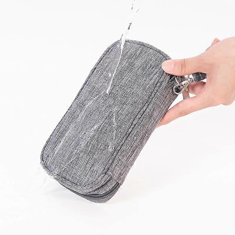 ユニバーサル小型電子アクセサリーキャリングバッグケーブルアダプターUSBスティックリードメモリーカード、グレー