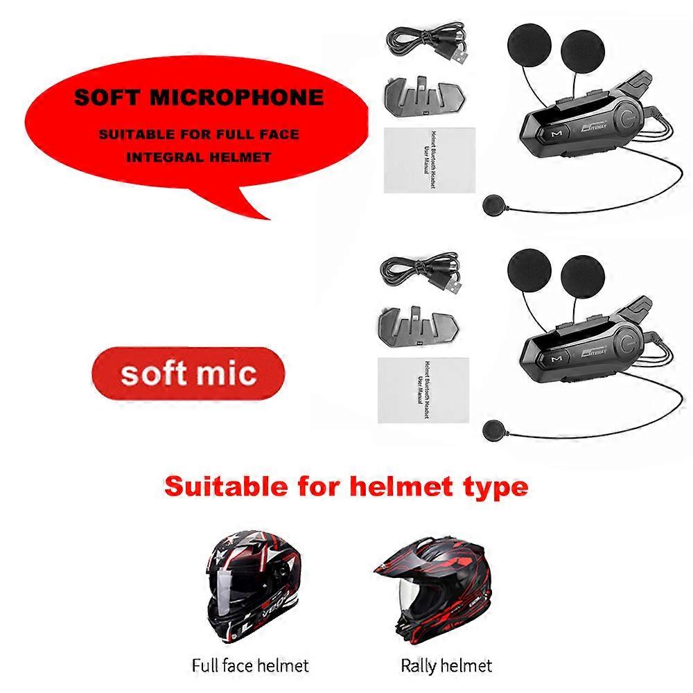 Motorcycle Helmet Bluetooth Headset Intercom for 2 Riders 1000M Intercomunicador Moto Intercom Headset Wireless MP3 Player~11912