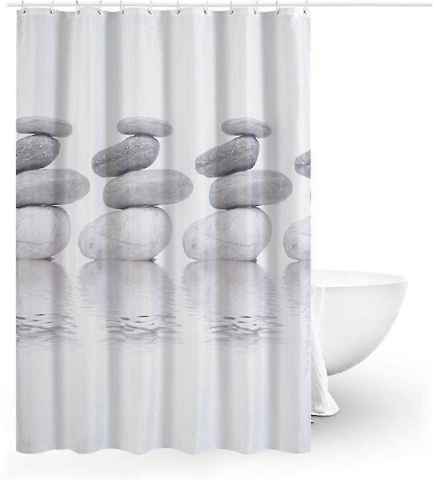 White waterproof bathroom curtain with hook