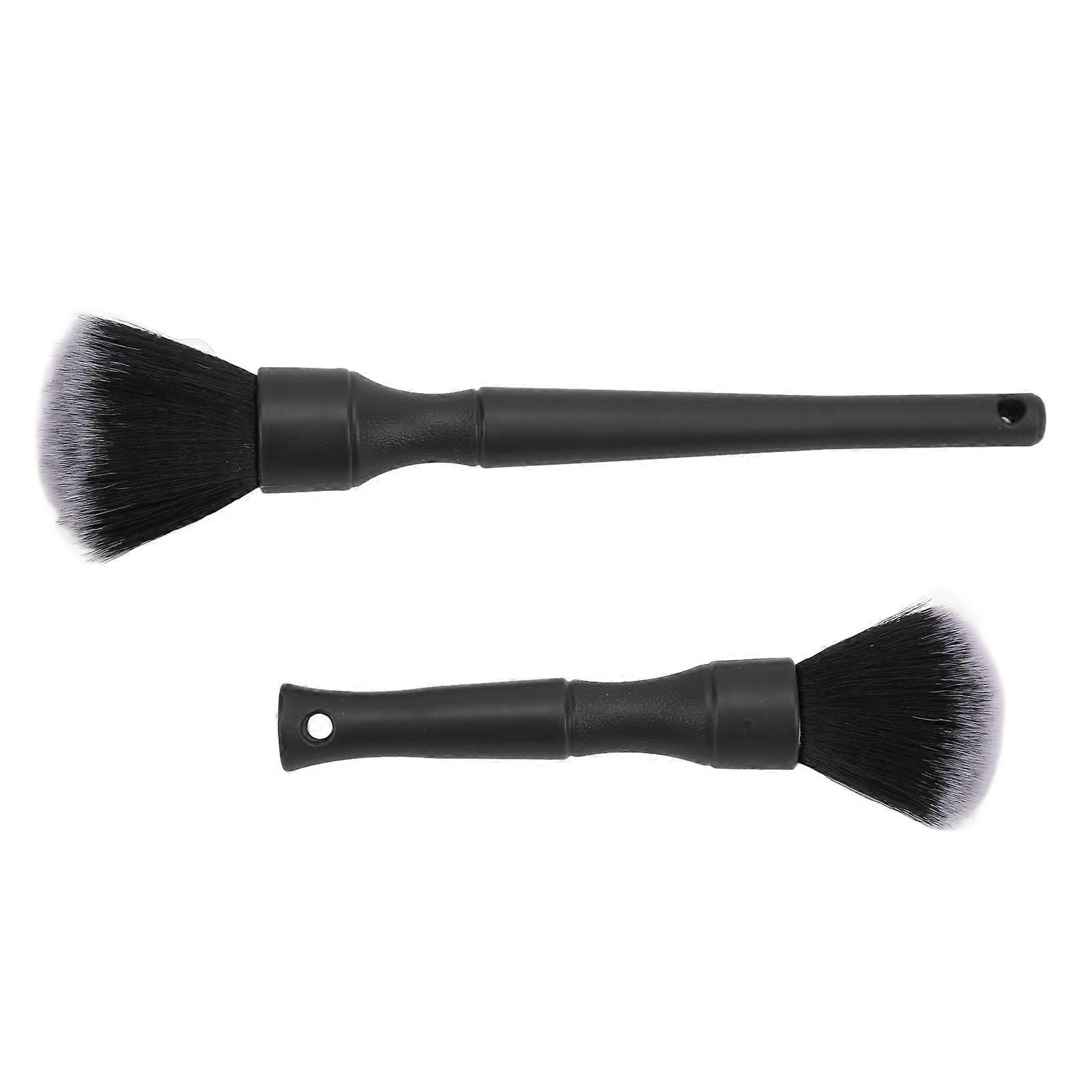 2pcs Soft Car Detailing Brush Set Multi Purpose Automotive Cleaning Brush Universal for AutoBlack