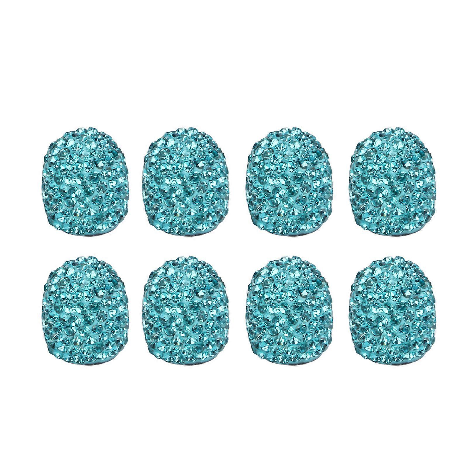 8pcs Car Tire Valve Stem Cap Handmade Sparkling Rhinestone Attractive Universal for Modification Blue