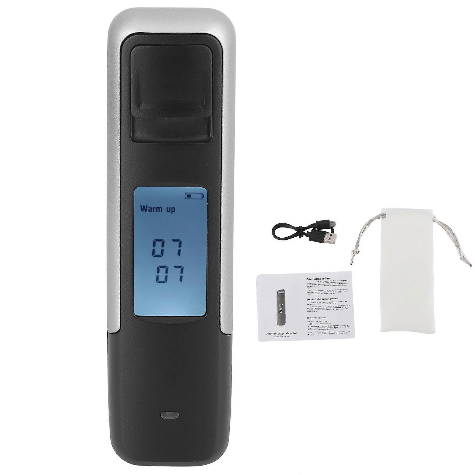 Portable Breathalyzer Lcd Display Wine Tester Drunk Driving Analyzer Blow Detector Csy006 Silver