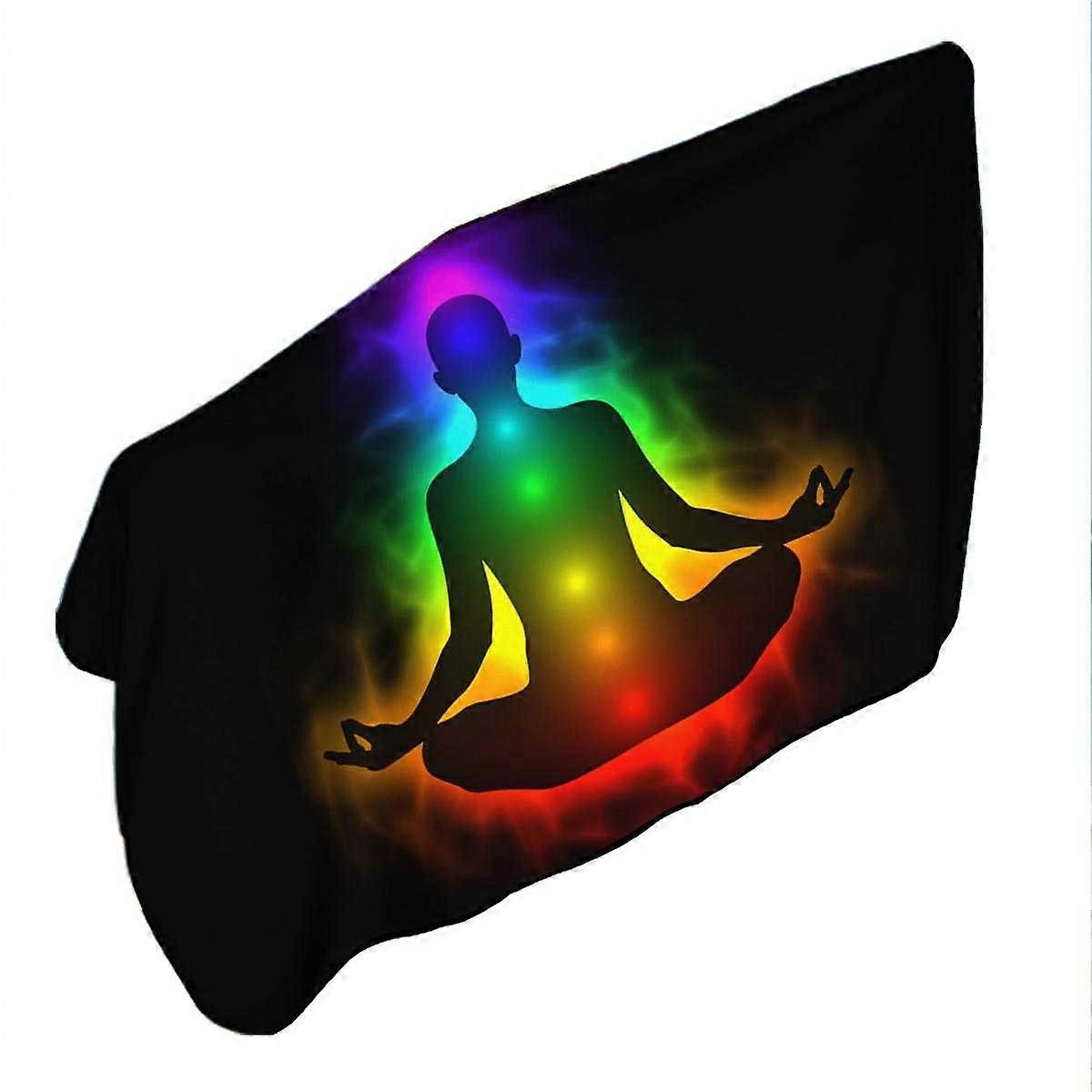 Colorful Spiritual Aura Buddha Microfiber Beach Towel