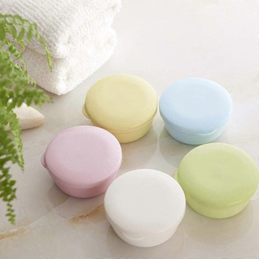 Soap Dishes 5 Pieces Round Soap Dish Portable Plastic Soap Box Waterproof Case with Lid for Kitchen 