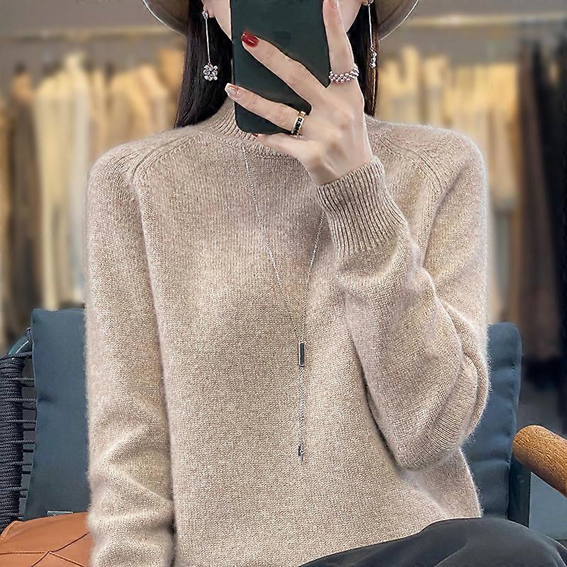 Dame Turtleneck Ull Genser, Helfarge Strikket Genser, Kvinnelig Casual Basic Bunning Genser, Høst Vinter Topper