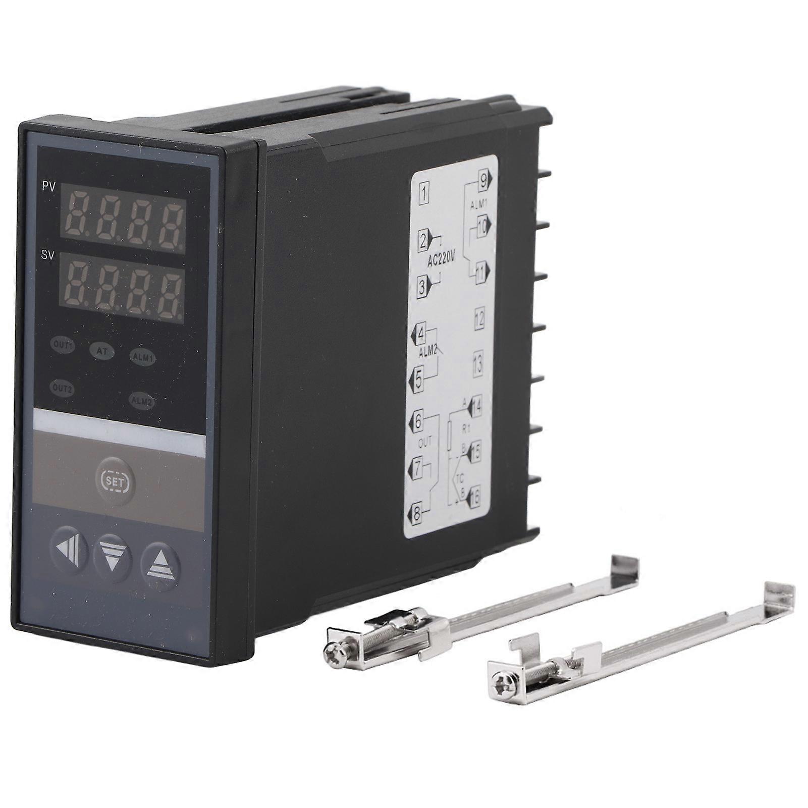 1PC Digital Panel 10A AC 220V Intellgent Temperature Controller Relay Output with Clips Black