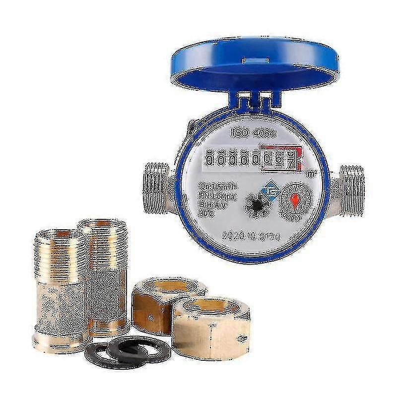 Water Meter Mechanical Rotary Wing 0-30 Cold E-type 1/2" - 3/4" Qn 1.5m3/h Precision 0.0001m3 With