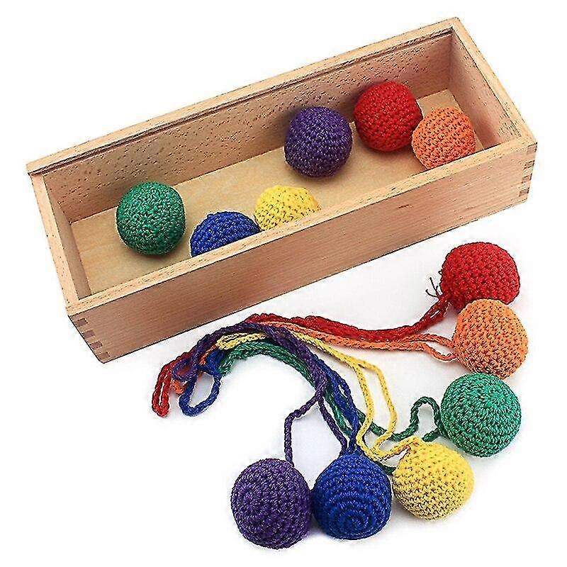 4|math toys 12pcs color wooden knitted balls educational teaching