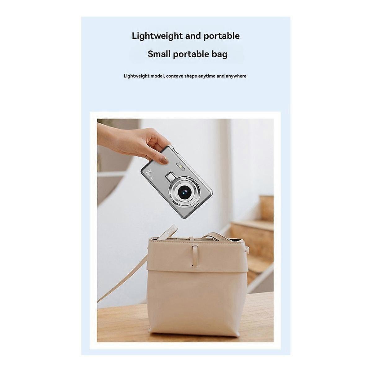 HD 1080P 96MP Digital Camera for Children - 16X Zoom, 2.4 Inch IPS Screen, Ideal for Beginner Photography Gray